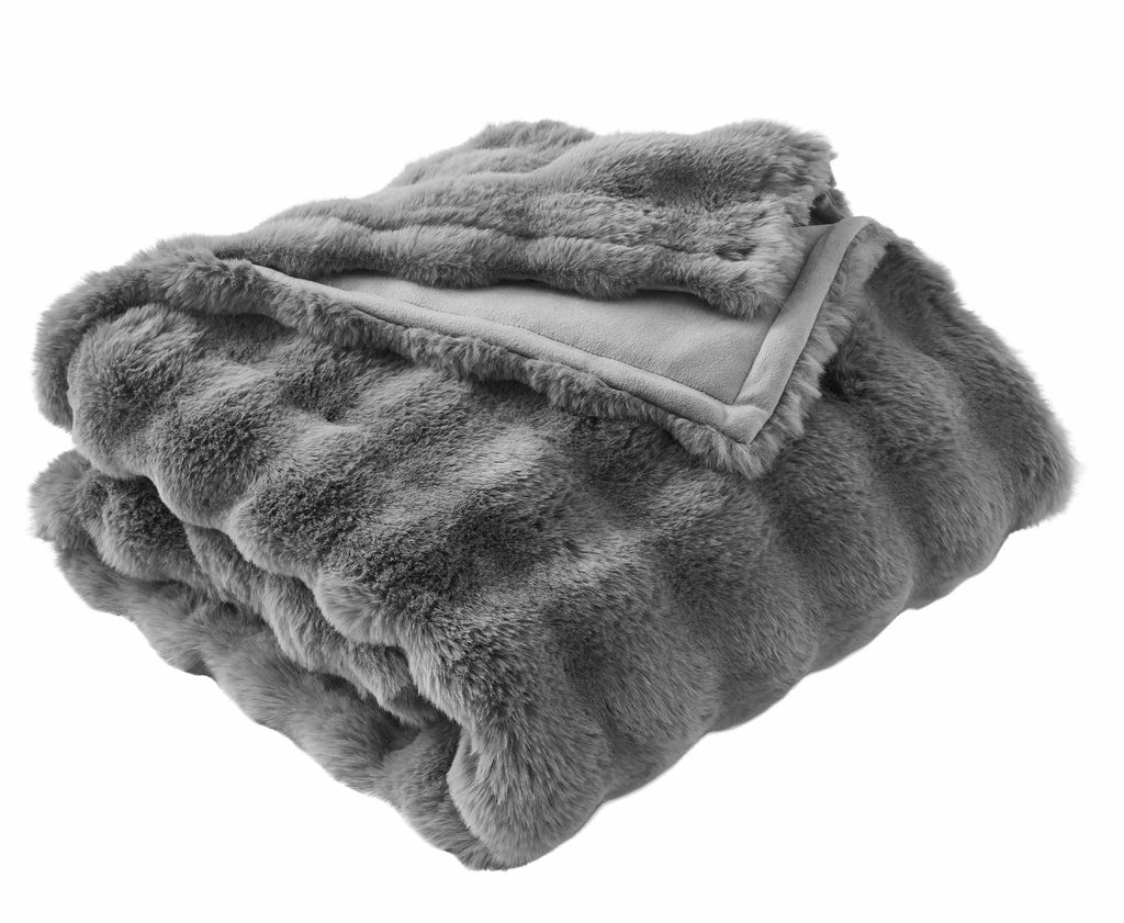Better Homes & Gardens Grey Bubble Faux Fur Ultra Soft Luxury Oversize Throw Blanket 50" x 72", Grey Flannel