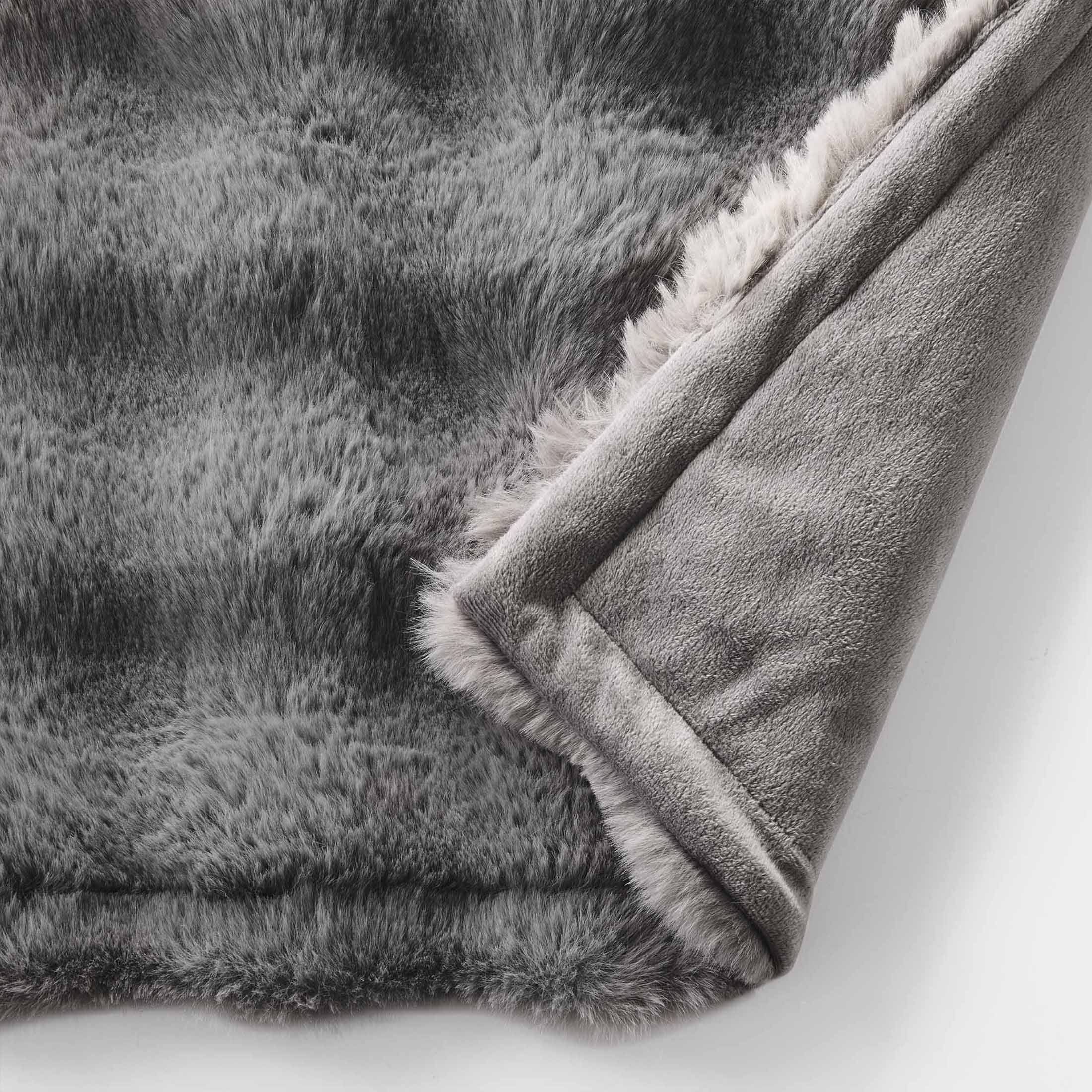 Better Homes & Gardens Grey Bubble Faux Fur Ultra Soft Luxury Oversize Throw Blanket 50" x 72", Grey Flannel