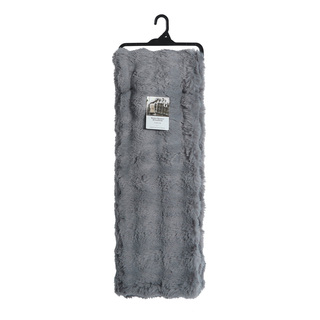 Better Homes & Gardens Grey Bubble Faux Fur Ultra Soft Luxury Oversize Throw Blanket 50" x 72", Grey Flannel