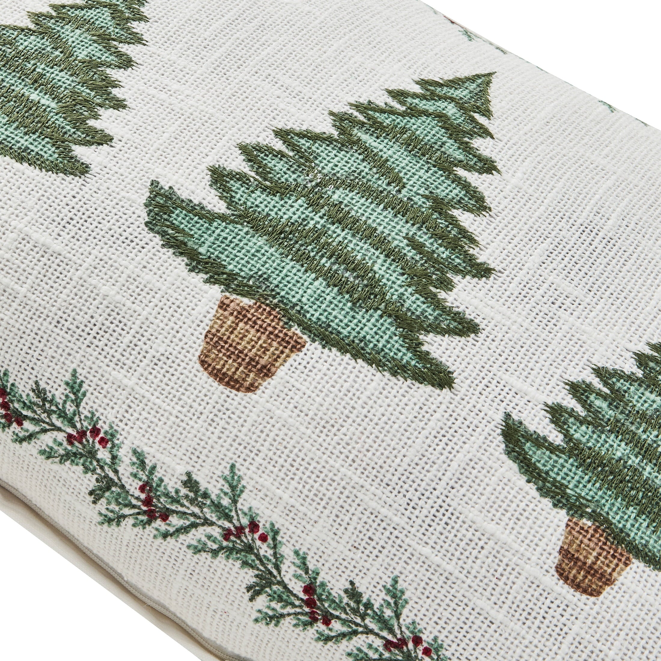 My Texas House 14" x 22" Ivory Trees Cotton Holiday Decorative Pillow