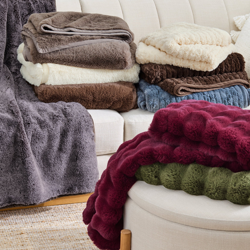 Better Homes & Gardens Grey Bubble Faux Fur Ultra Soft Luxury Oversize Throw Blanket 50" x 72", Grey Flannel