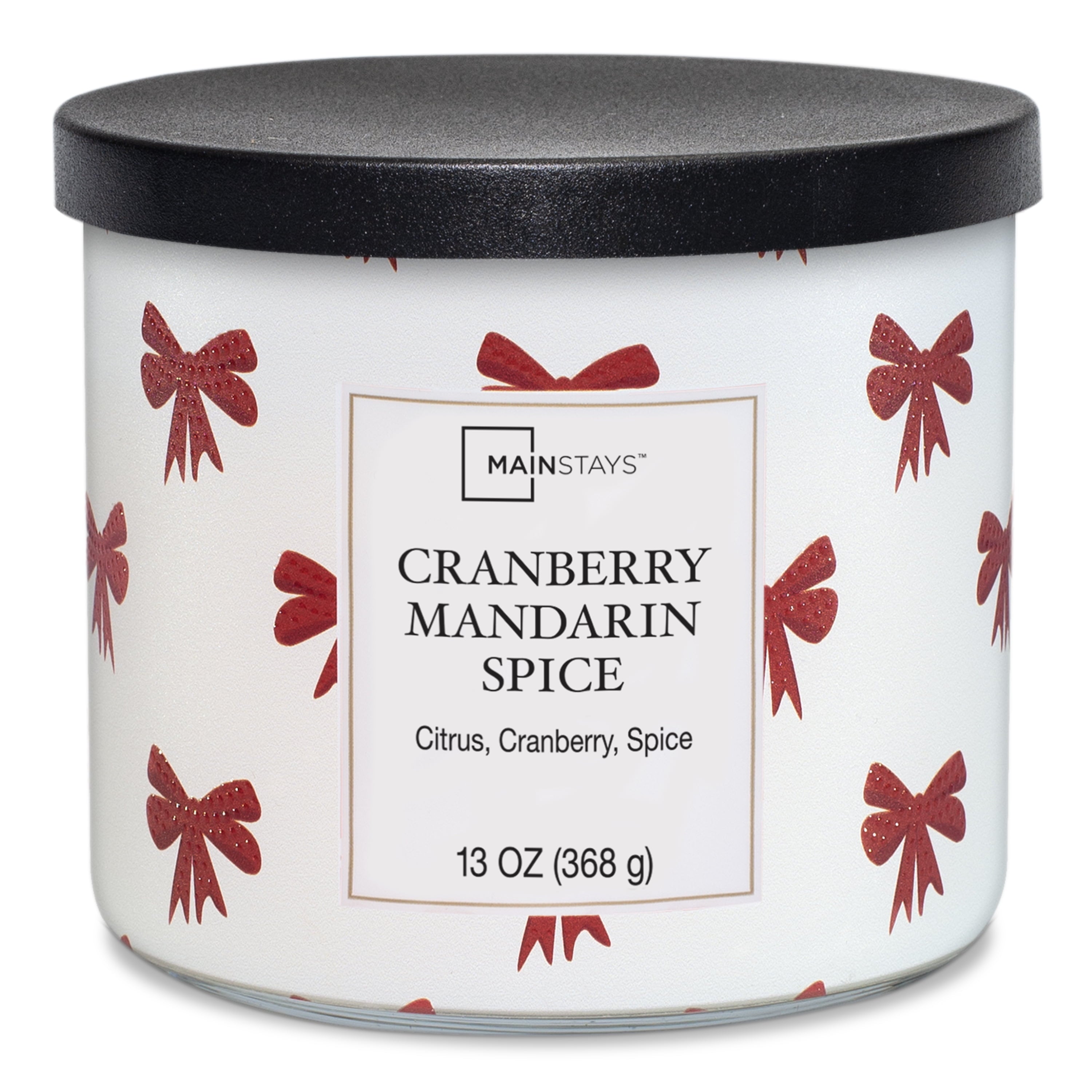 Mainstays Cranberry Mandarin Spice Scent 3-Wick Wrap Candle, 13 oz.