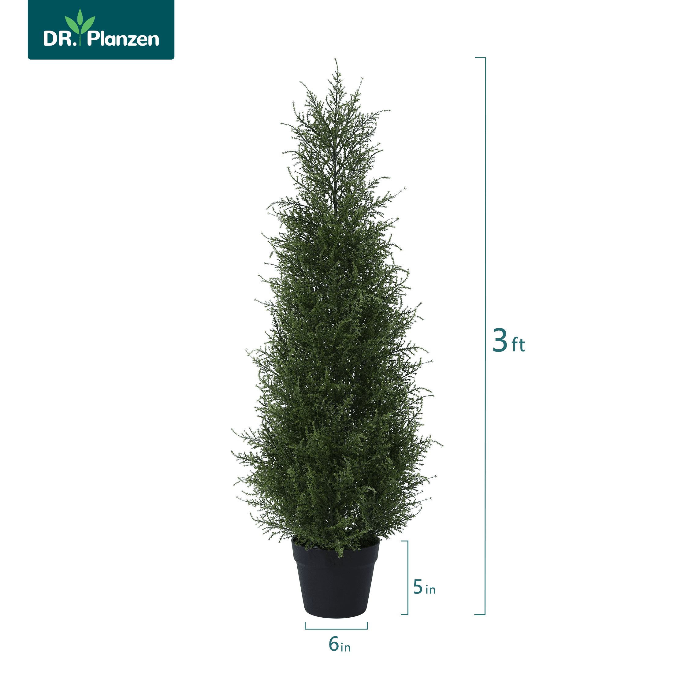 DR.Planzen Soft Touch 2 Count 3 Ft Cedar Artificial Trees in Plastic Pot UV Rated,  Artificial Topiary Tree for Indoor Outdoor Home Decor