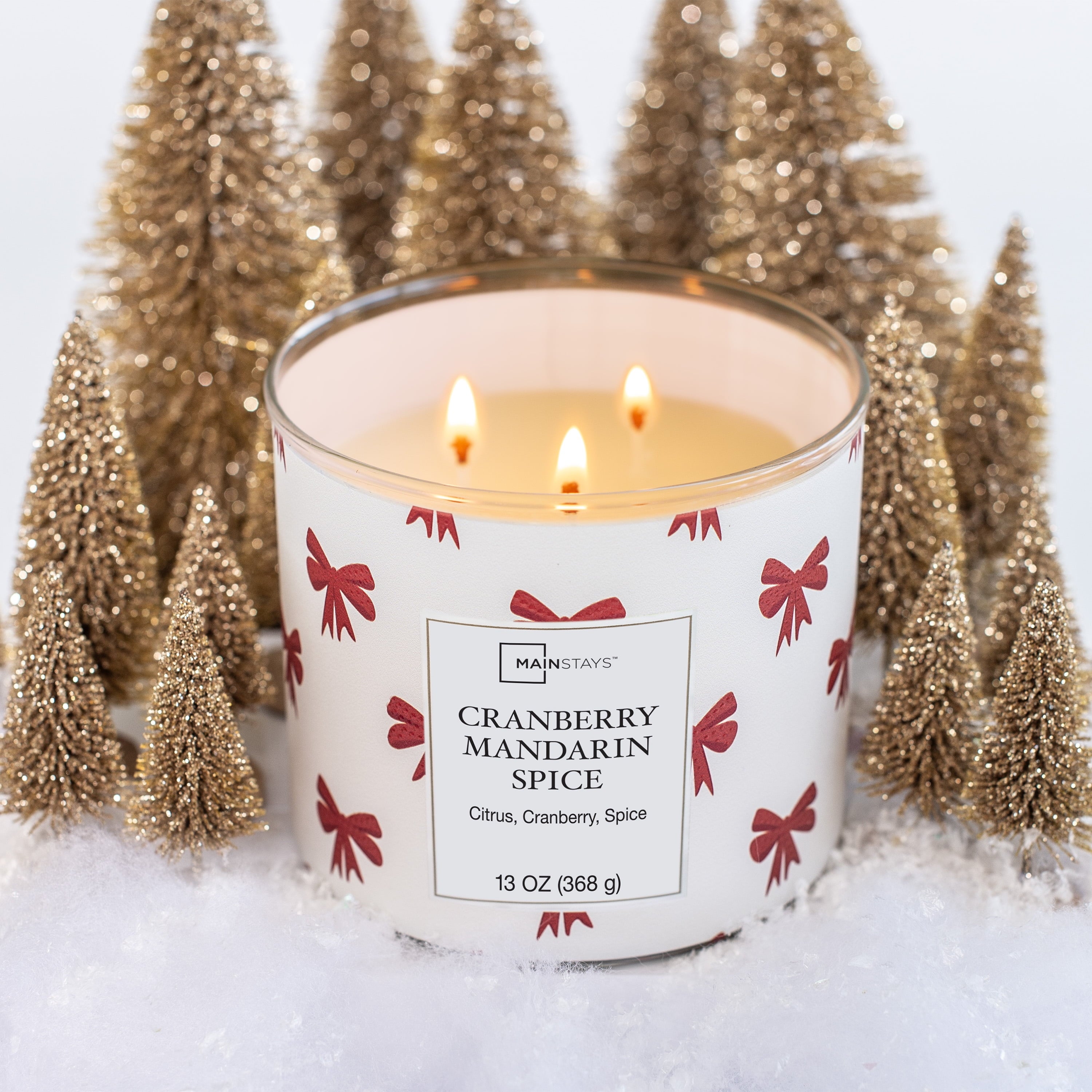 Mainstays Cranberry Mandarin Spice Scent 3-Wick Wrap Candle, 13 oz.