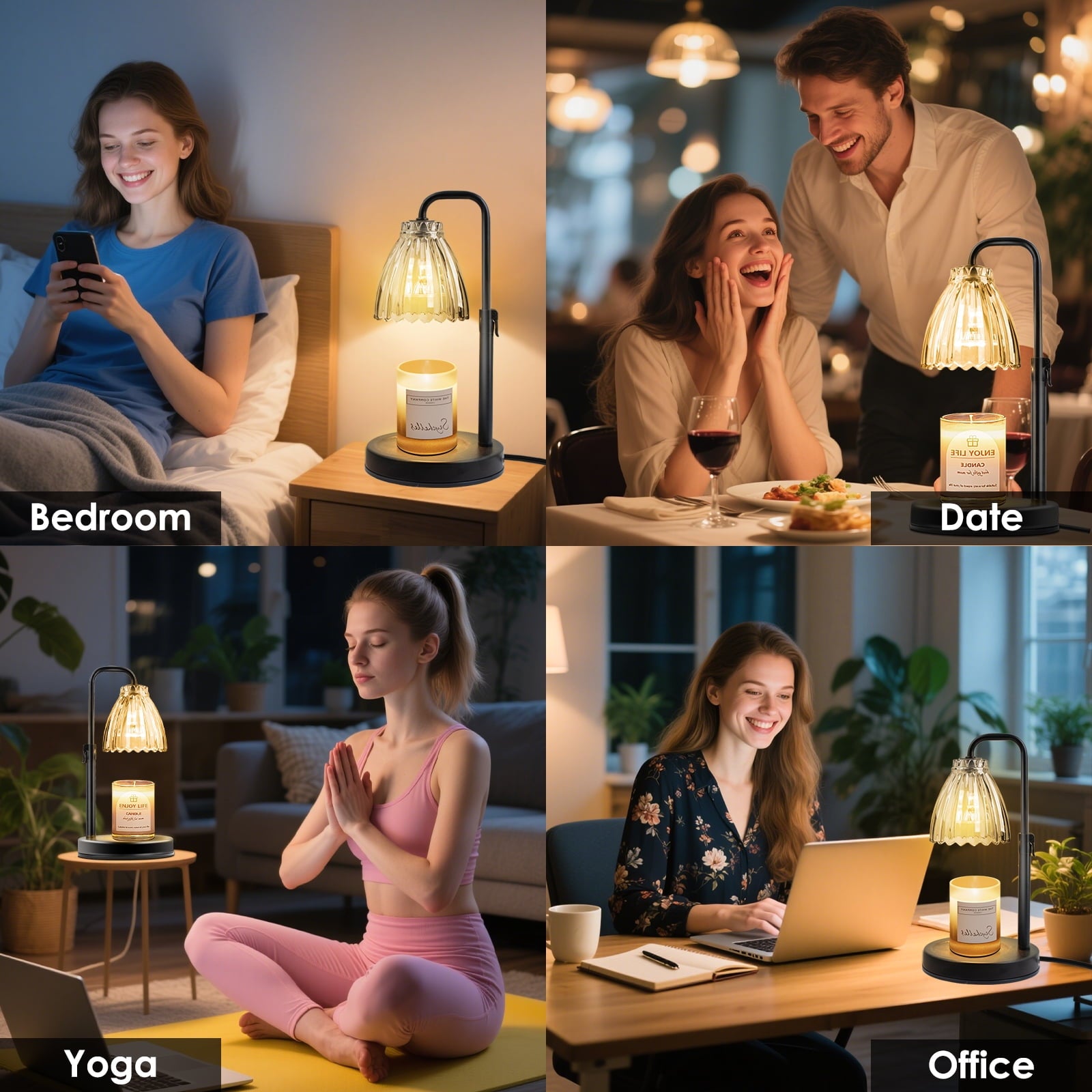 DAYBETTER Candle Warmer Lamp, Adjustable Height Timer Gifts Wax Warmer Lamp, Wax Melt Lights for New Home Decor(2*50W Bulbs)