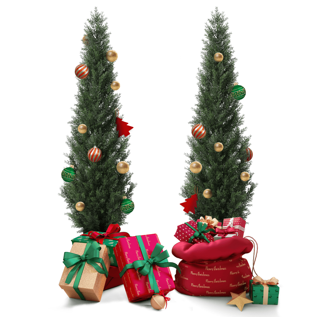 DR.Planzen Soft Touch 2 Count 3 Ft Cedar Artificial Trees in Plastic Pot UV Rated,  Artificial Topiary Tree for Indoor Outdoor Home Decor