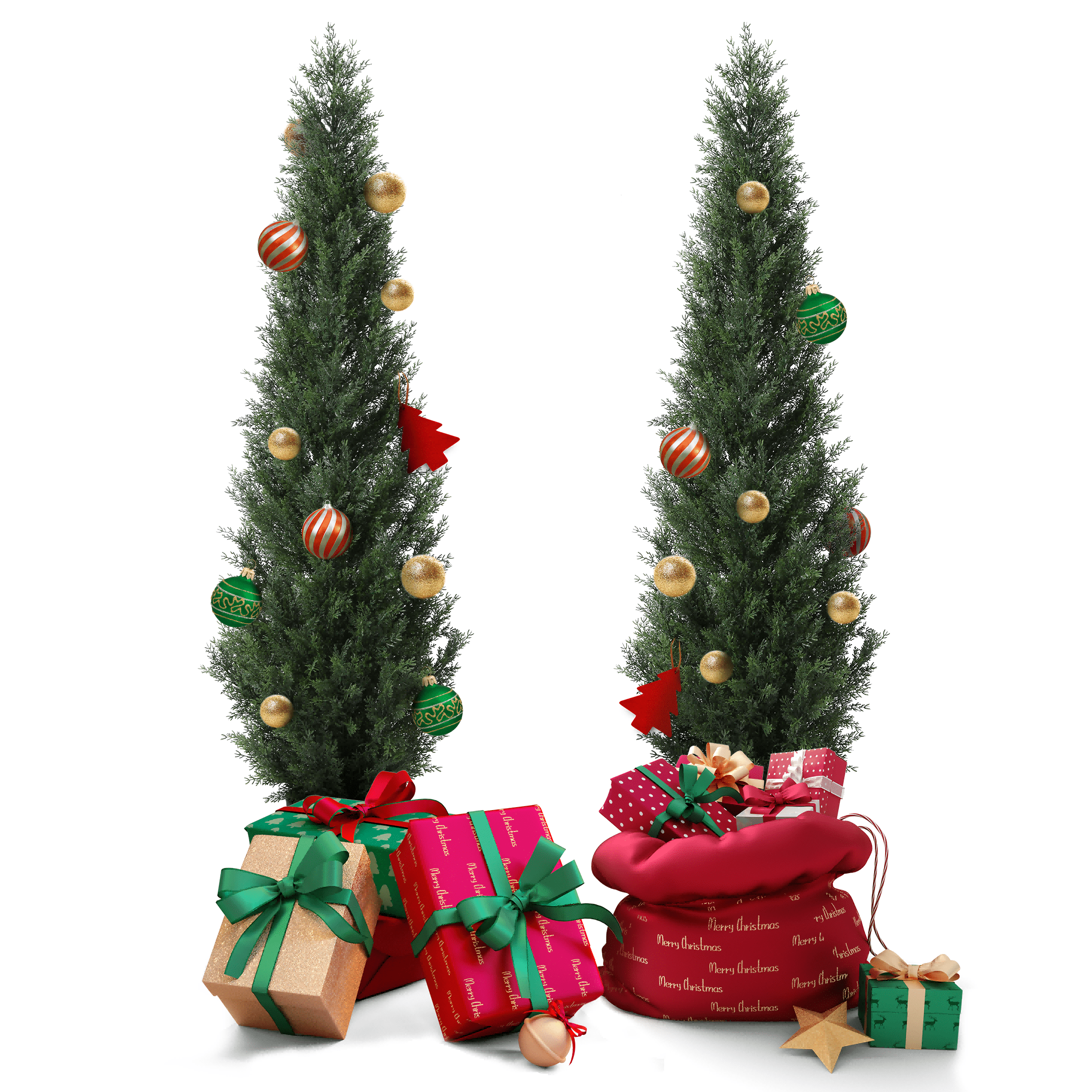 DR.Planzen Soft Touch 2 Count 3 Ft Cedar Artificial Trees in Plastic Pot UV Rated,  Artificial Topiary Tree for Indoor Outdoor Home Decor