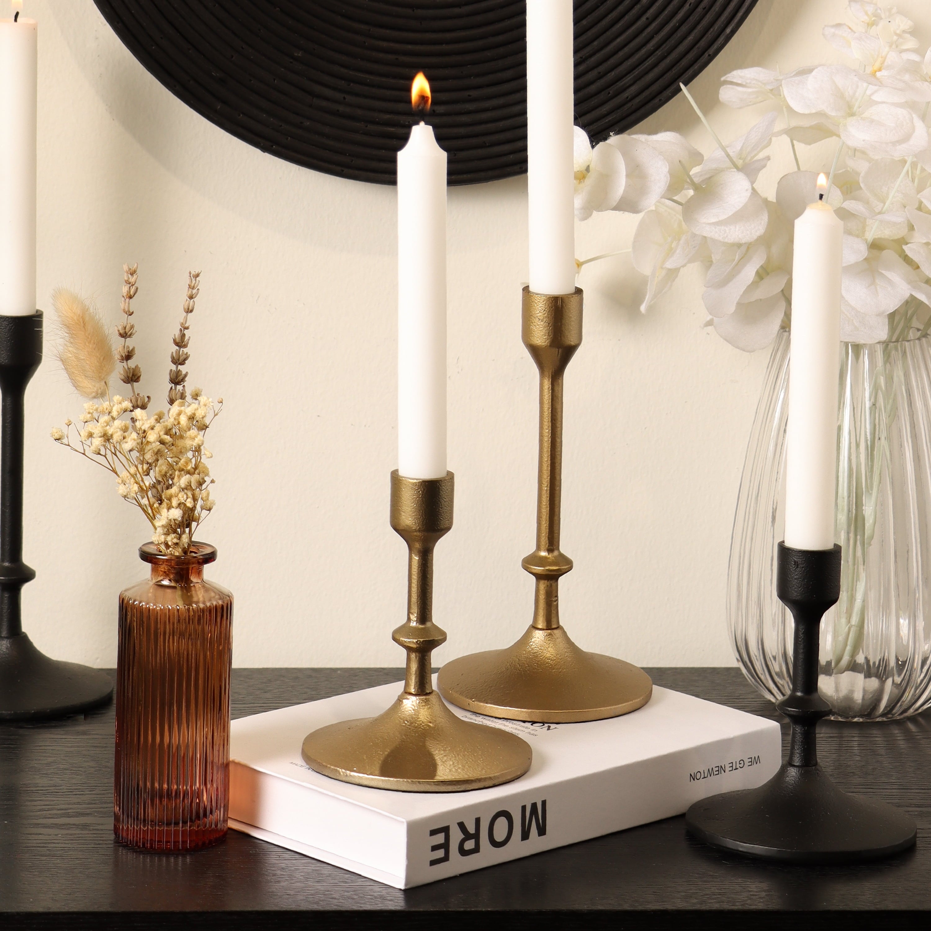 Better Homes & Gardens Gold Cast Iron Taper Candle Holder, 5.3", Medium