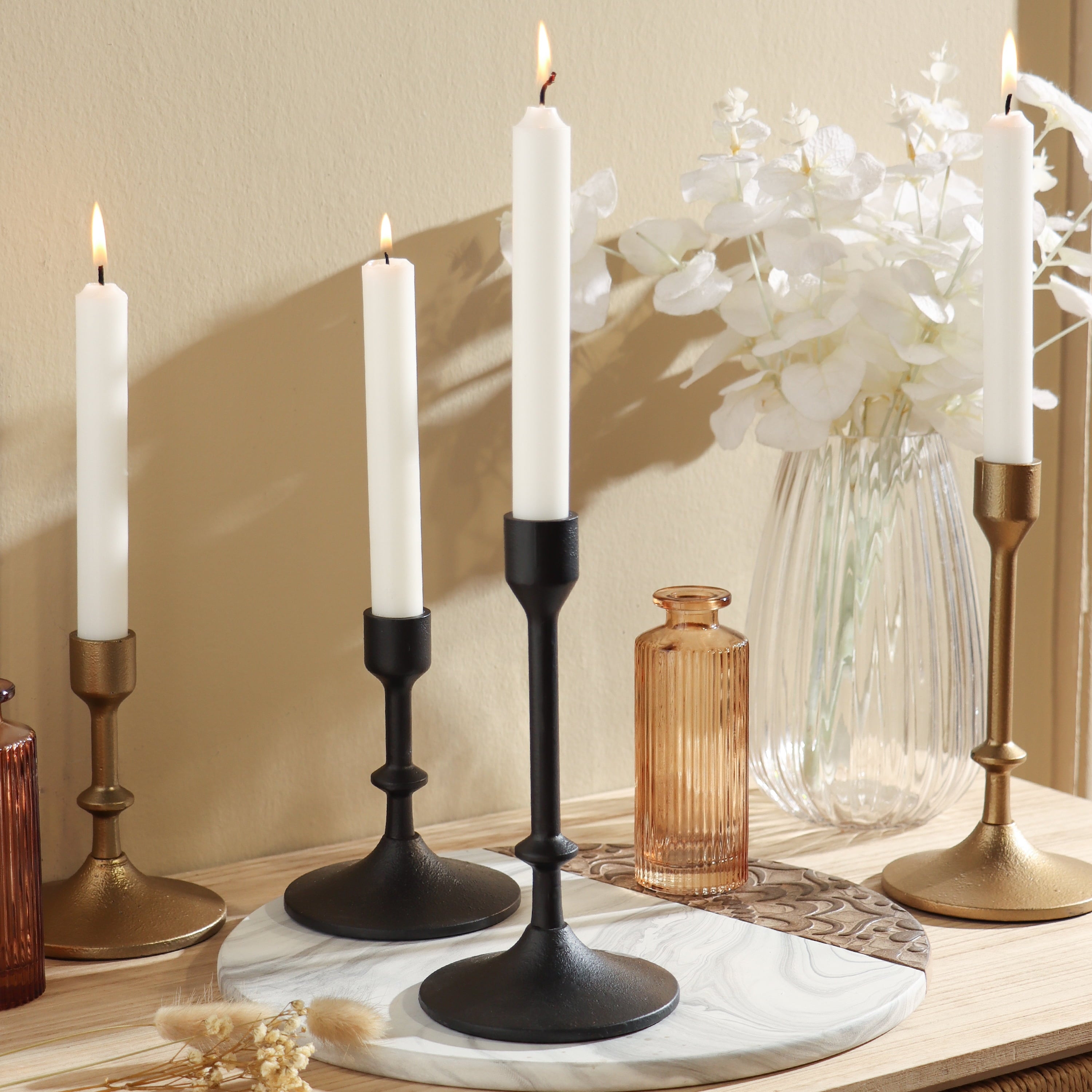 Better Homes & Gardens Gold Cast Iron Taper Candle Holder, 5.3", Medium