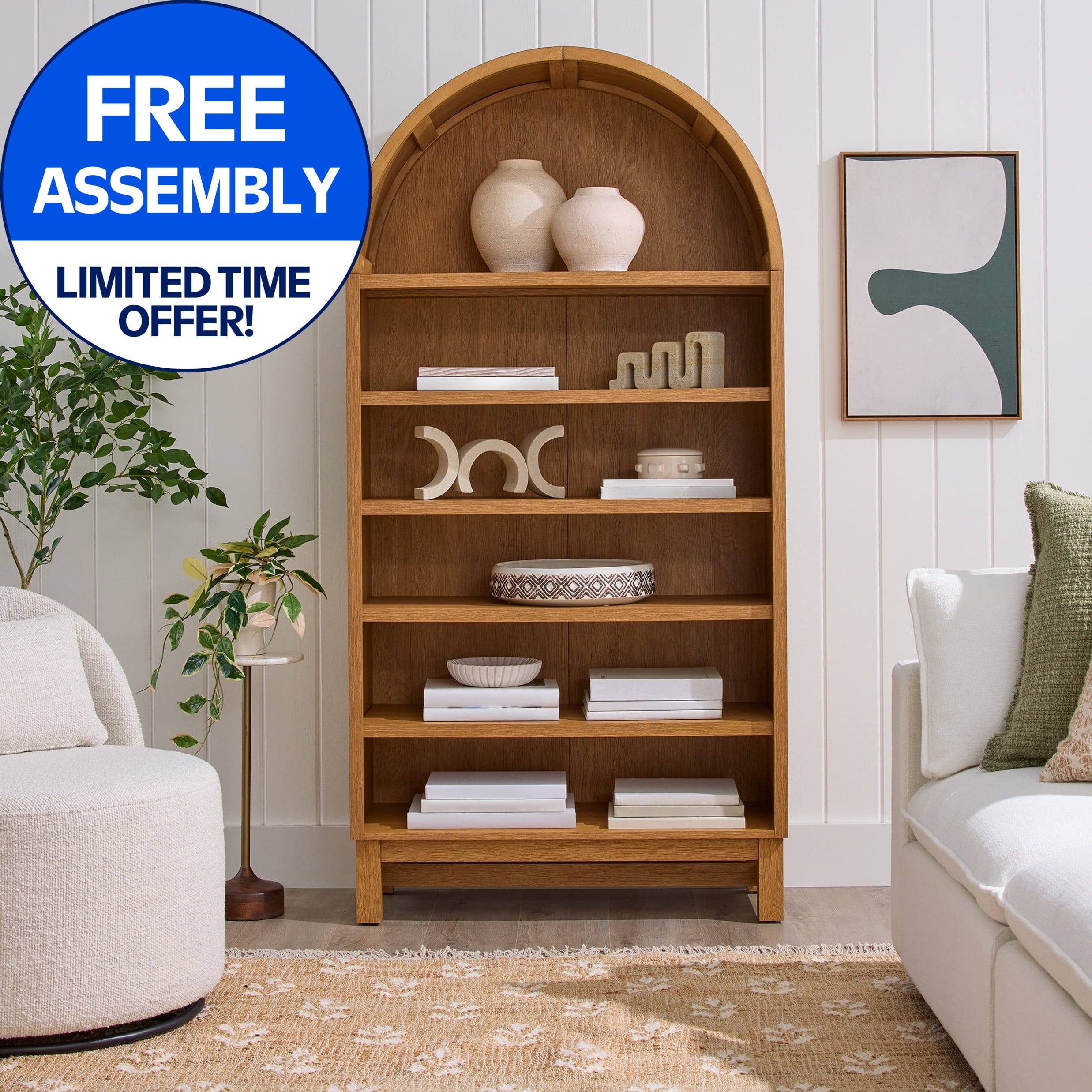 Better Homes & Gardens Juliet Open Arch Bookcase, Rich Black and Light Honey