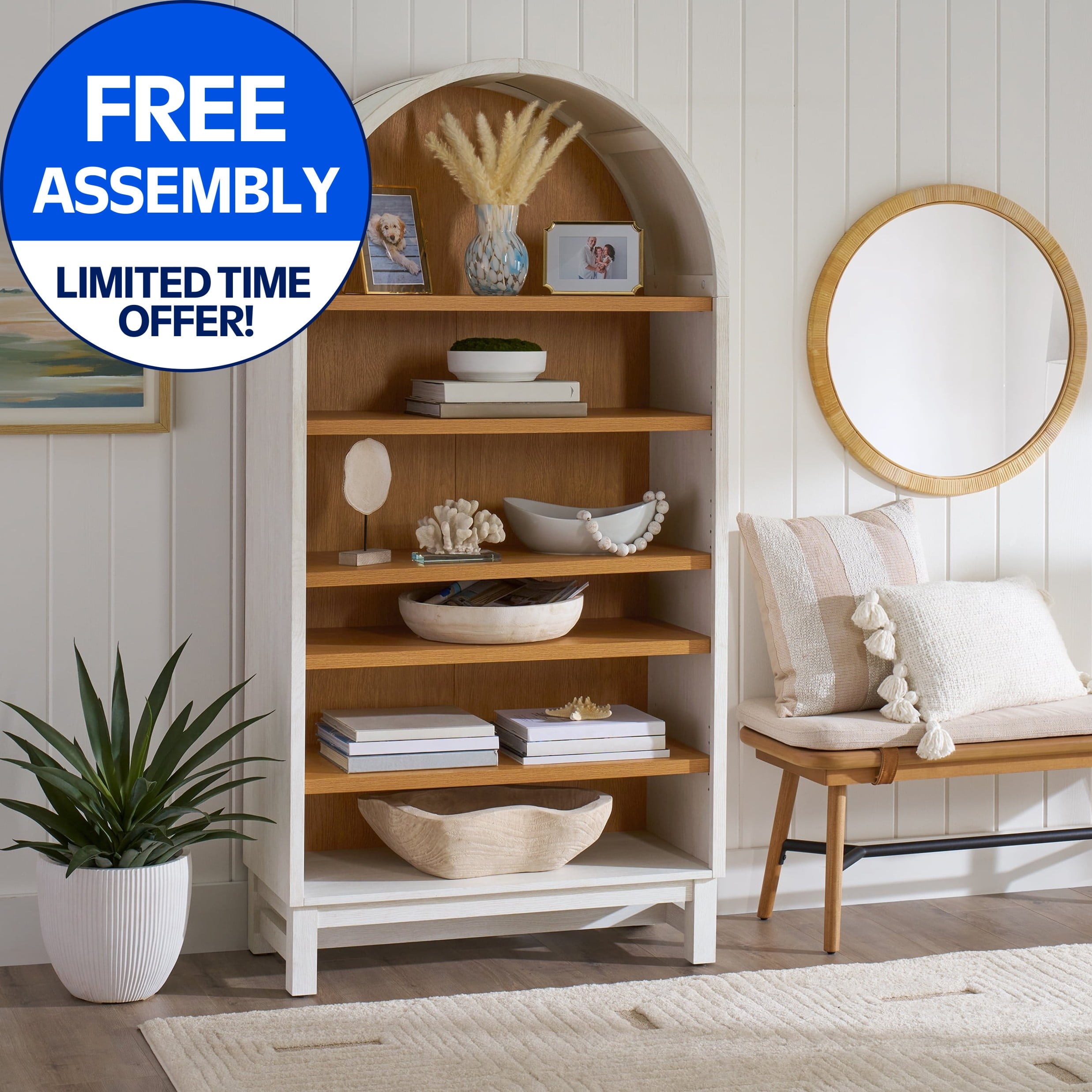 Better Homes & Gardens Juliet Open Arch Bookcase, Rich Black and Light Honey