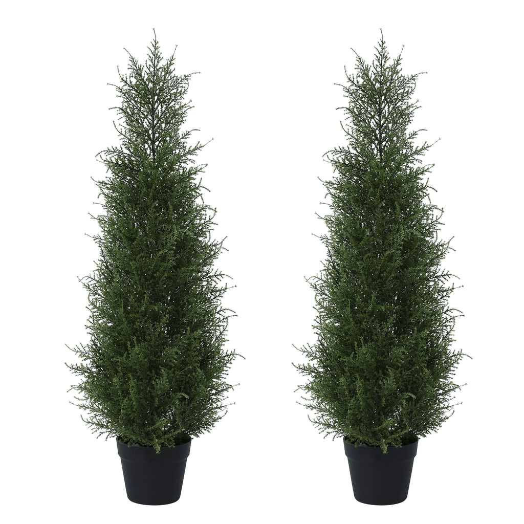 DR.Planzen Soft Touch 2 Count 3 Ft Cedar Artificial Trees in Plastic Pot UV Rated,  Artificial Topiary Tree for Indoor Outdoor Home Decor
