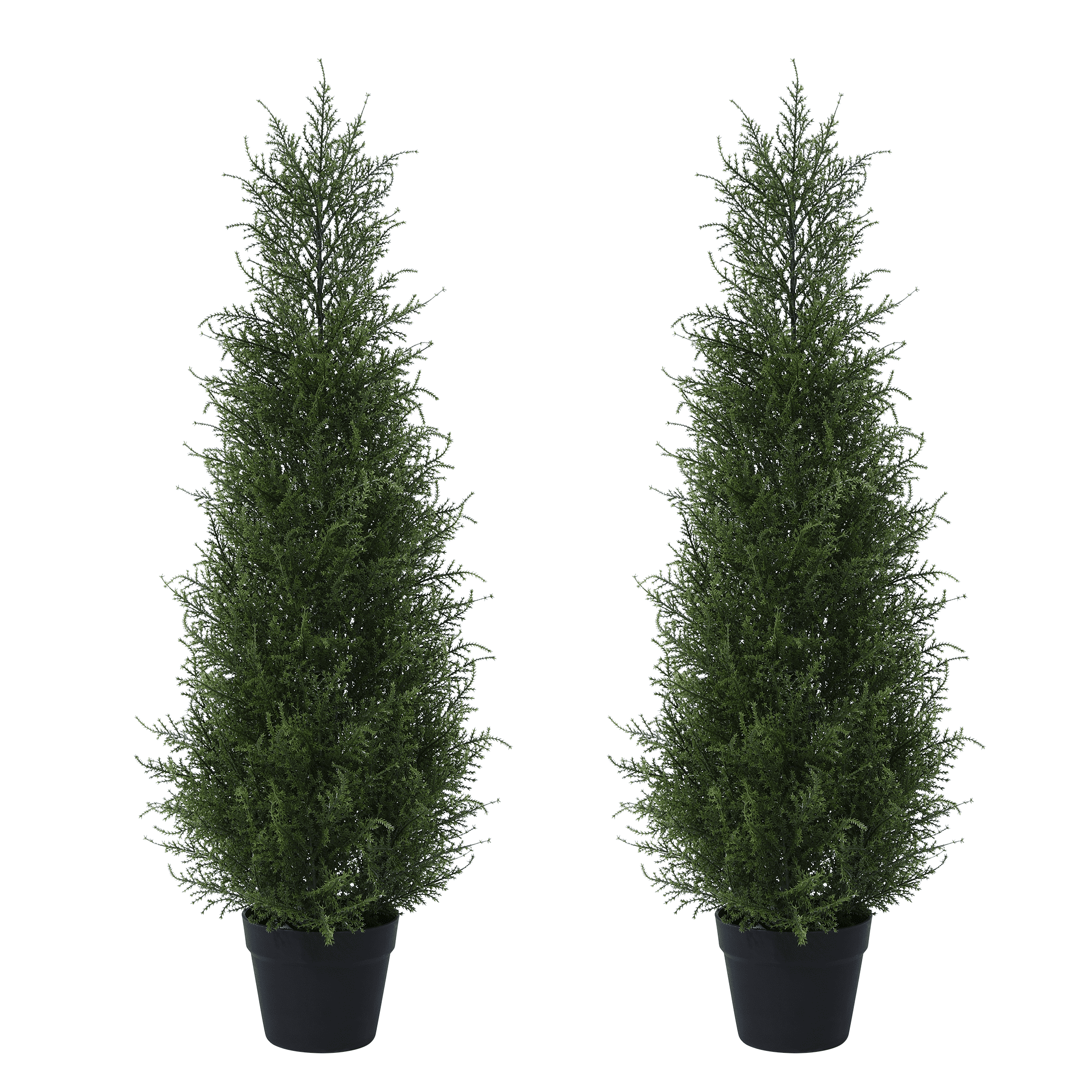 DR.Planzen Soft Touch 2 Count 3 Ft Cedar Artificial Trees in Plastic Pot UV Rated,  Artificial Topiary Tree for Indoor Outdoor Home Decor