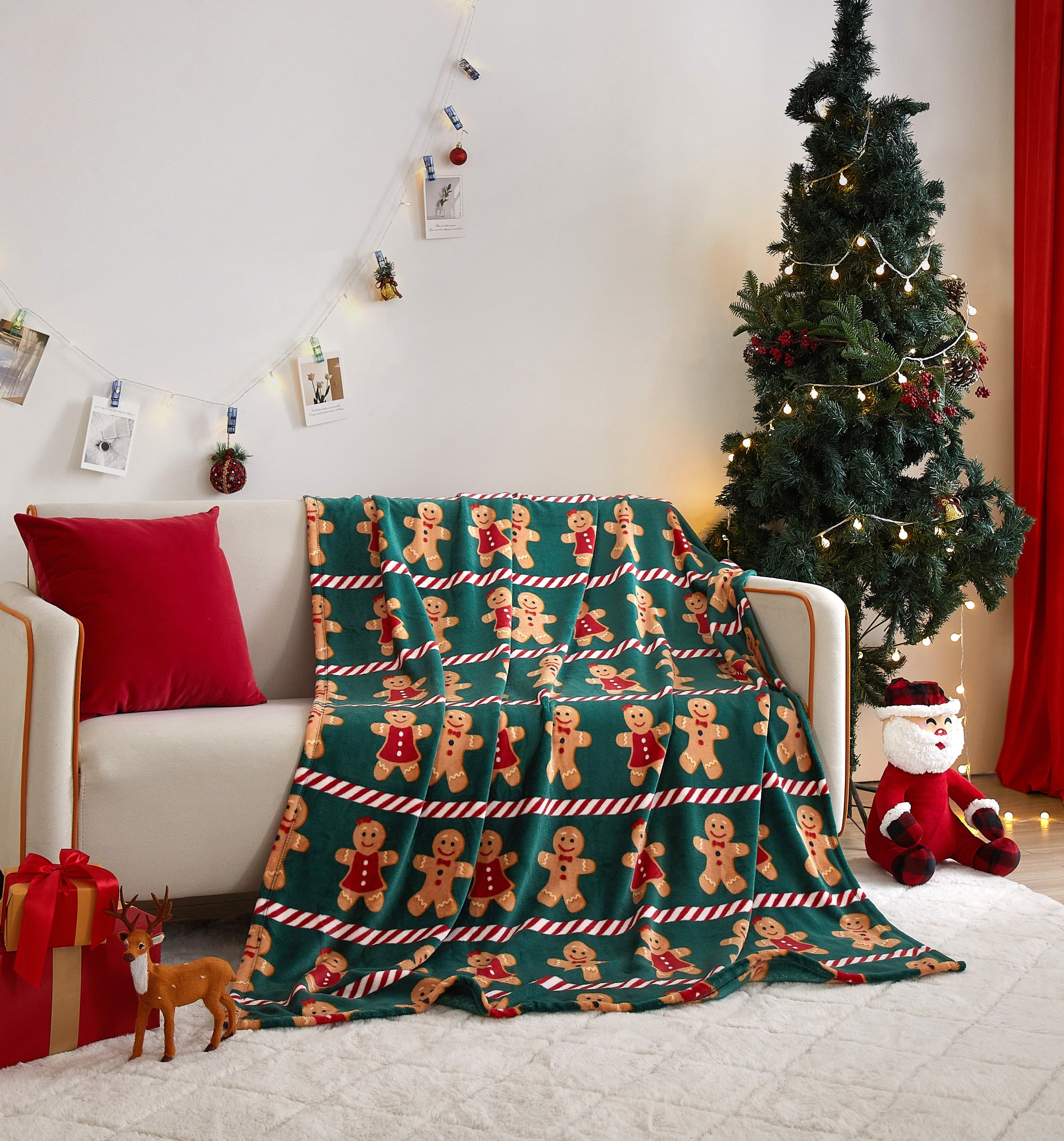 Holiday Time Cozy Christmas Plush Evergreen Throw Blanket, Standard Size, All Ages