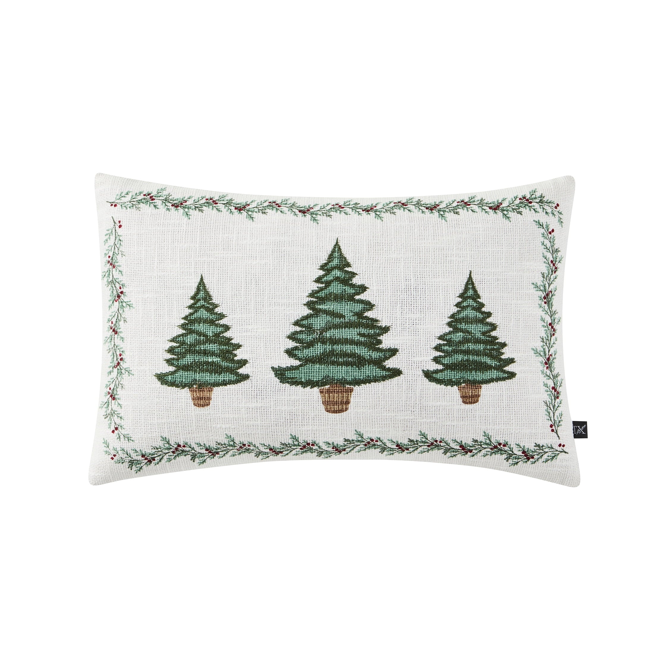 My Texas House 14" x 22" Ivory Trees Cotton Holiday Decorative Pillow