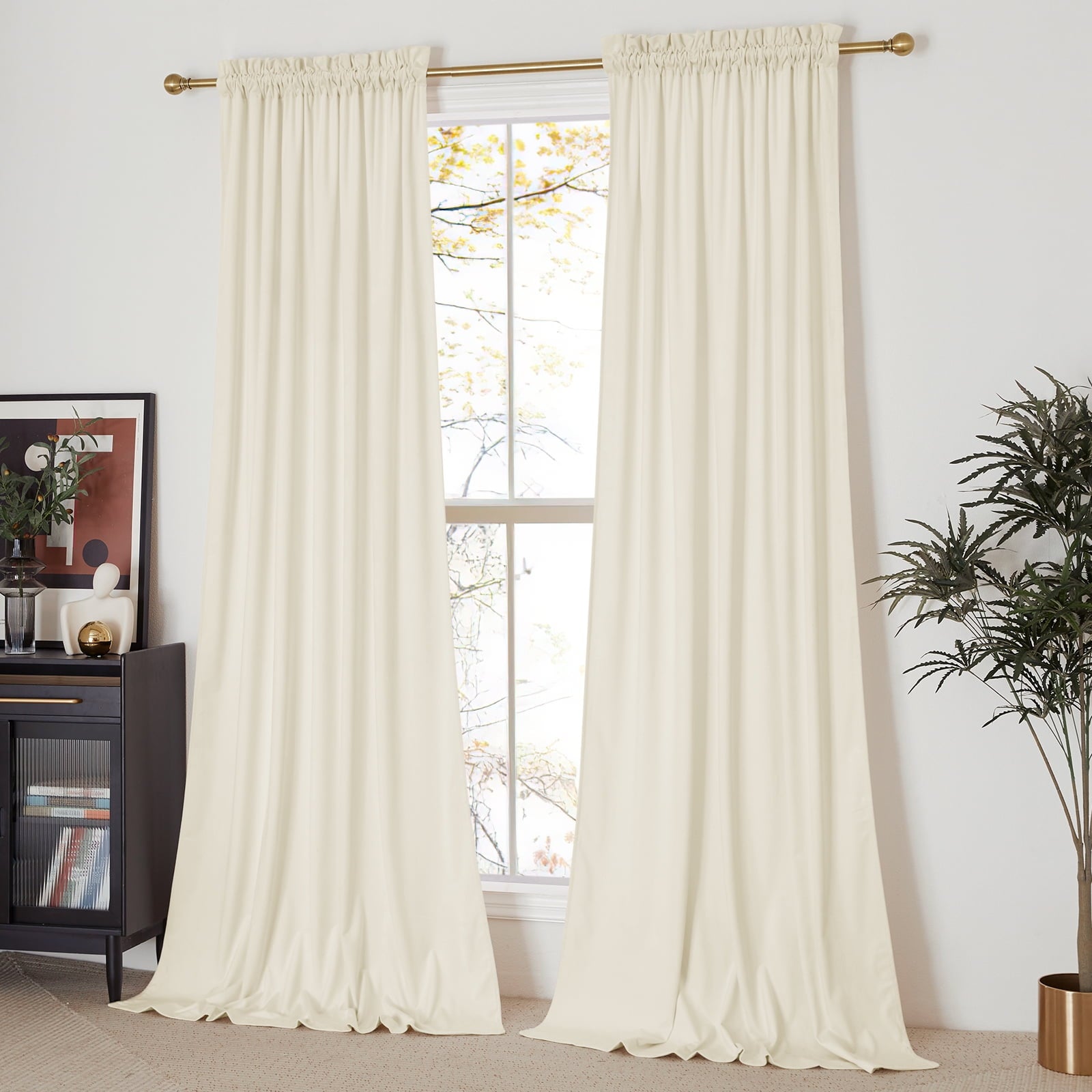 NICETOWN Christmas Velvet Curtains for Living Room 84 inch Length 2 Panels Set, Rod Pocket Thermal Insulated Drapes Room Darkening Retro Window Treatments, Olive Green