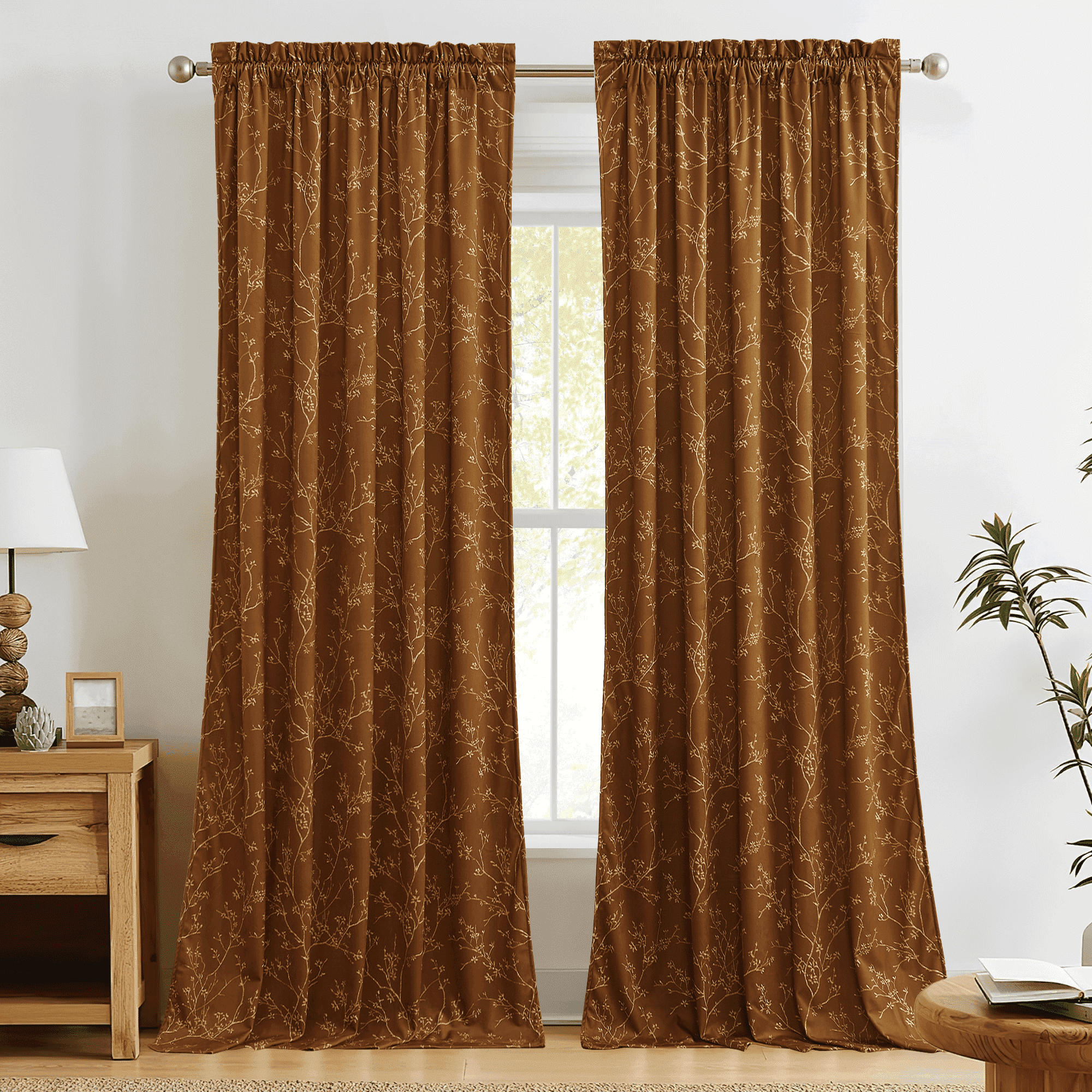 NICETOWN Christmas Velvet Curtains for Living Room 84 inch Length 2 Panels Set, Rod Pocket Thermal Insulated Drapes Room Darkening Retro Window Treatments, Olive Green