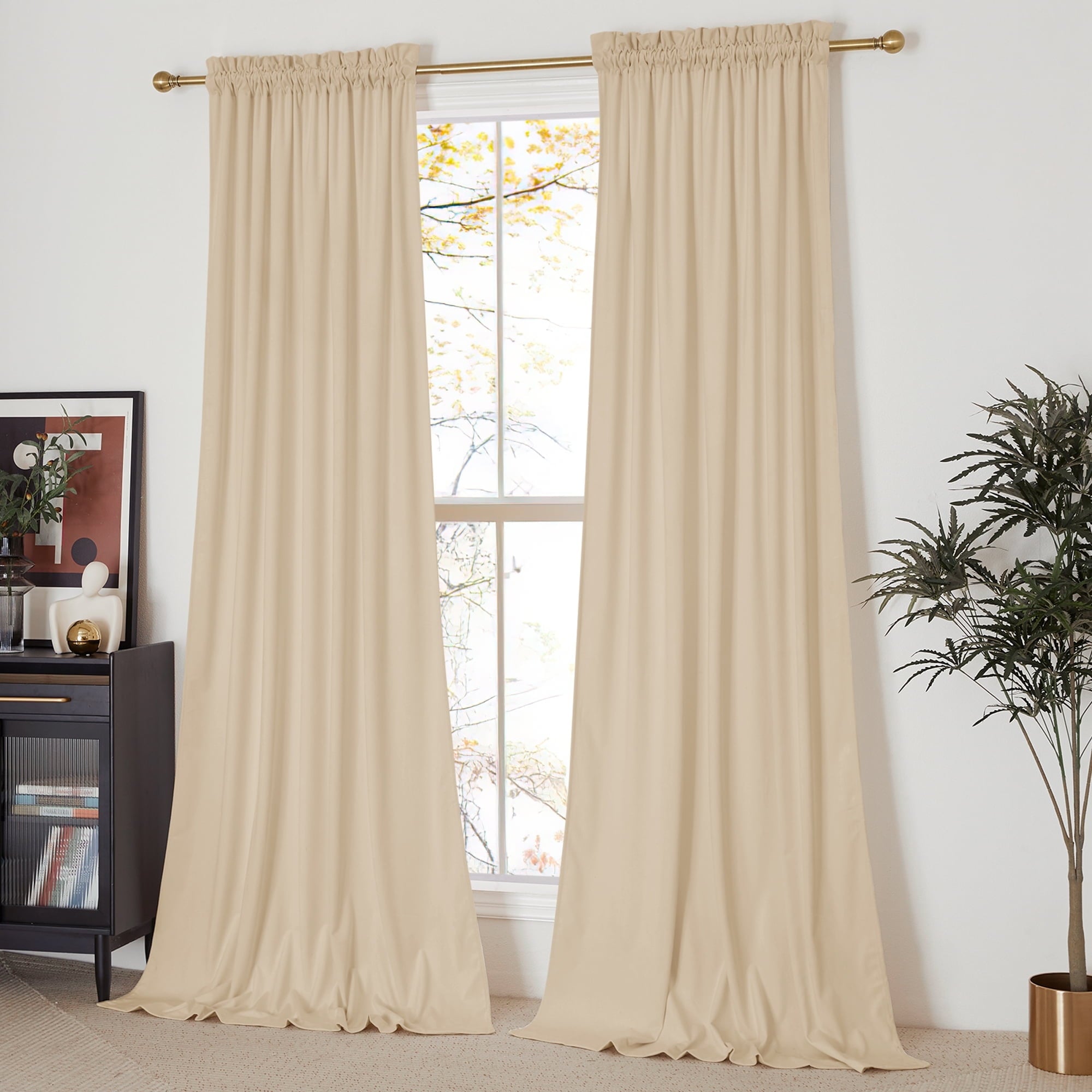 NICETOWN Christmas Velvet Curtains for Living Room 84 inch Length 2 Panels Set, Rod Pocket Thermal Insulated Drapes Room Darkening Retro Window Treatments, Olive Green