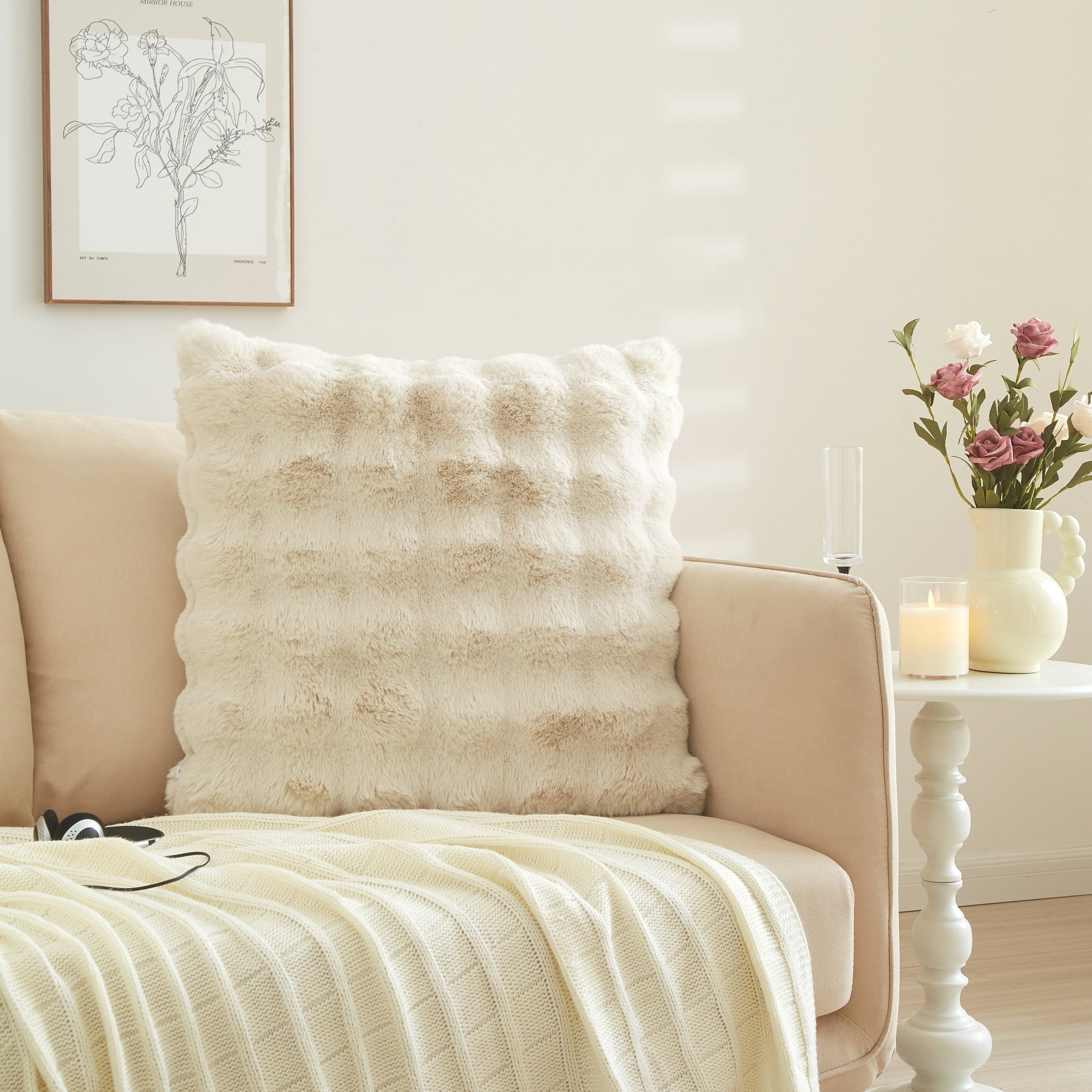 Better Homes & Garden 22" x 22" Bubble Fur Decorative Throw Pillow For Adult