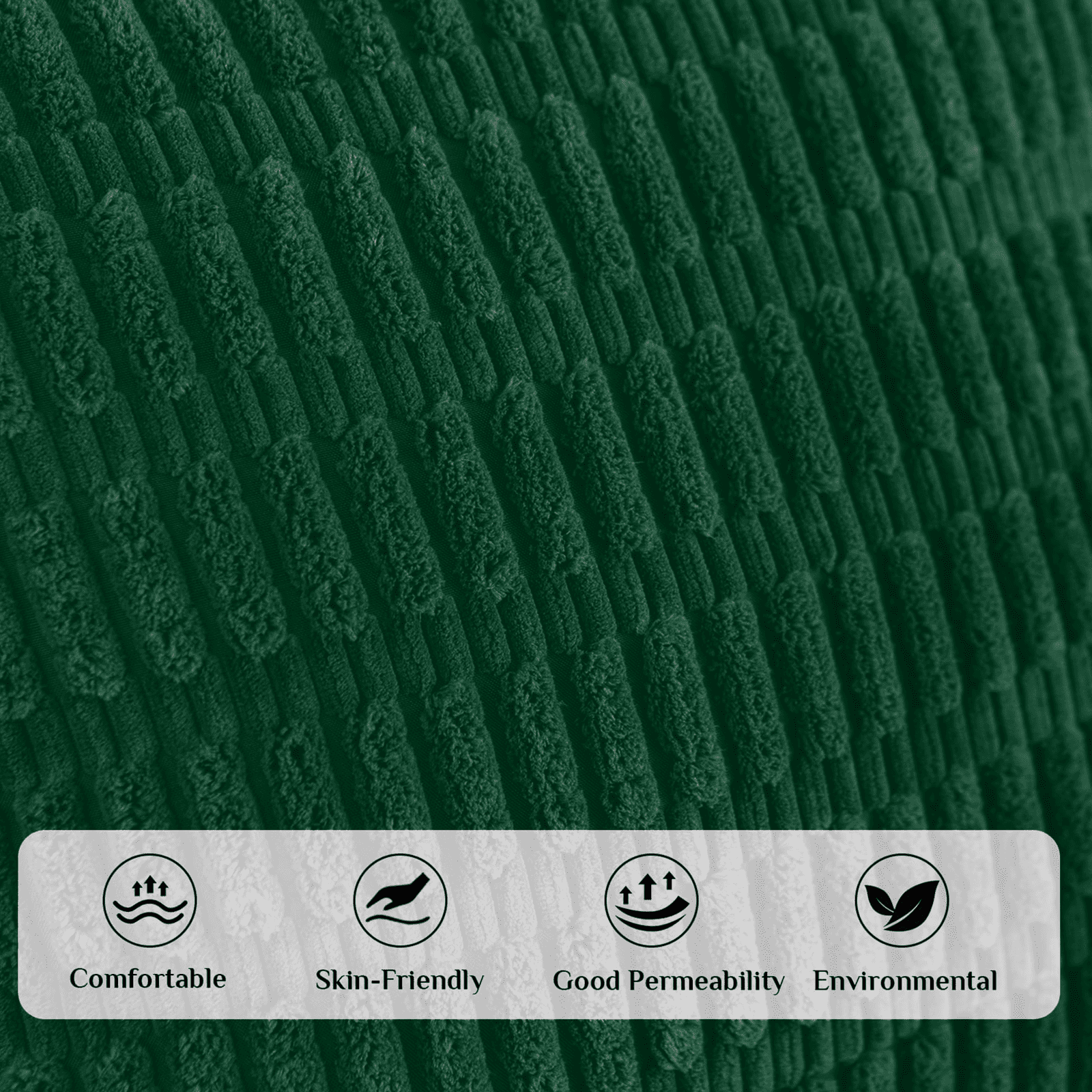 Sanmadrola Throw Pillow Covers 18x18 inch Set of 2 Corduroy Decorative Pillow Cases Couch Pillows Soft Boho Striped Cushion Cases Set for Sofa Living Room Couch Bedroom Car, Dark Green