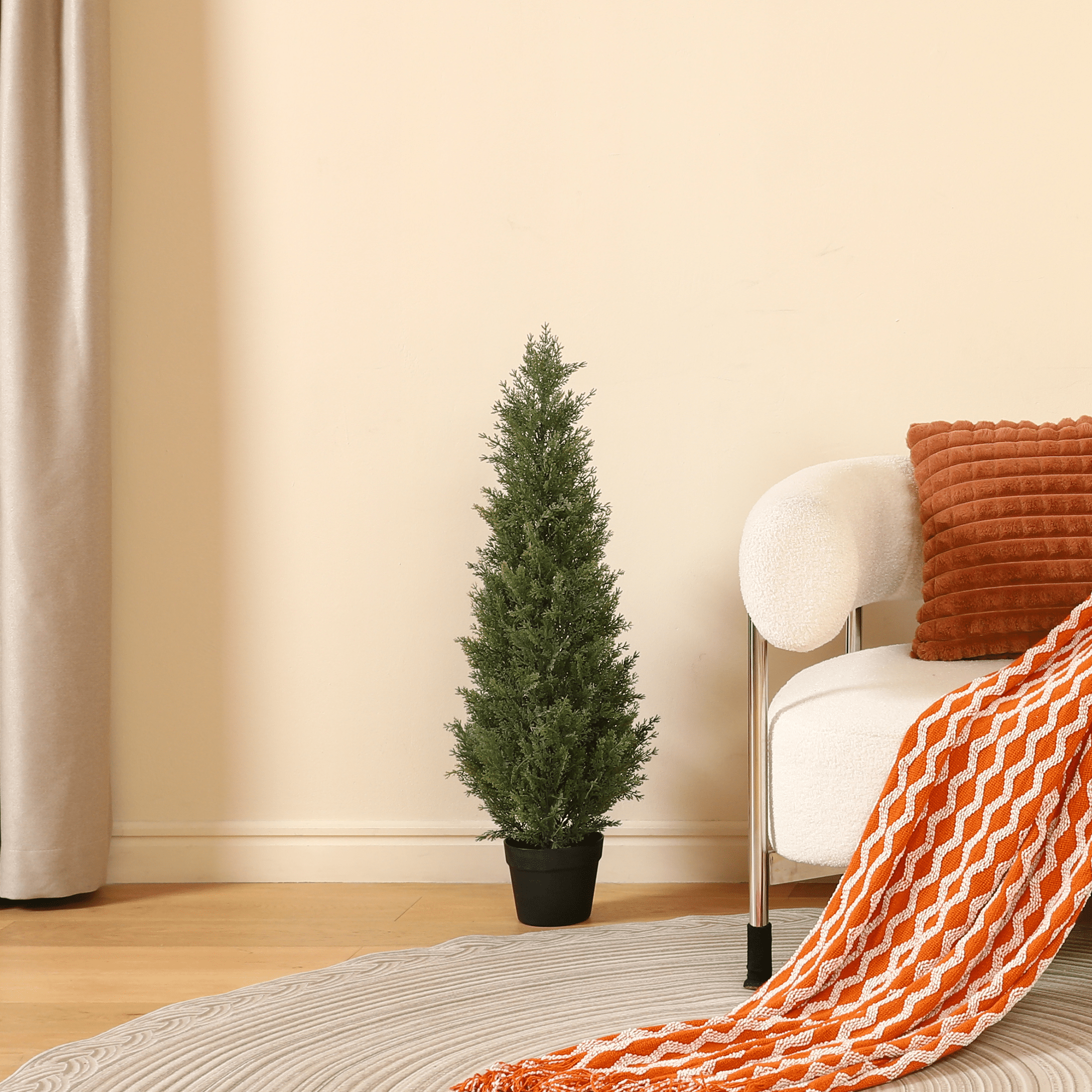 DR.Planzen Soft Touch 2 Count 3 Ft Cedar Artificial Trees in Plastic Pot UV Rated,  Artificial Topiary Tree for Indoor Outdoor Home Decor