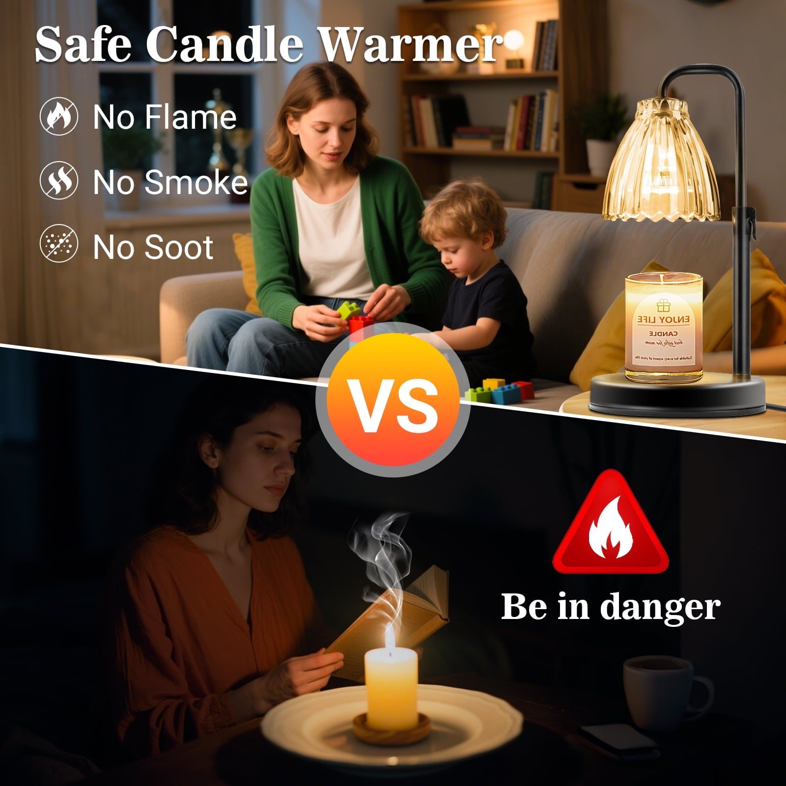 DAYBETTER Candle Warmer Lamp, Adjustable Height Timer Gifts Wax Warmer Lamp, Wax Melt Lights for New Home Decor(2*50W Bulbs)